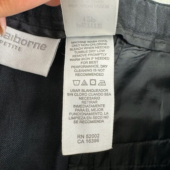 Liz Claiborne Audra 100% Linen Black Straight Leg Capri Pants Sz 12P 12 Petite - Picture 5 of 9